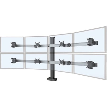 Innovative Office Products Bild 4 Over 4 Monitor Mount (Quad Mount) Clamp Mount In Silver BILD-4/4-CM-124